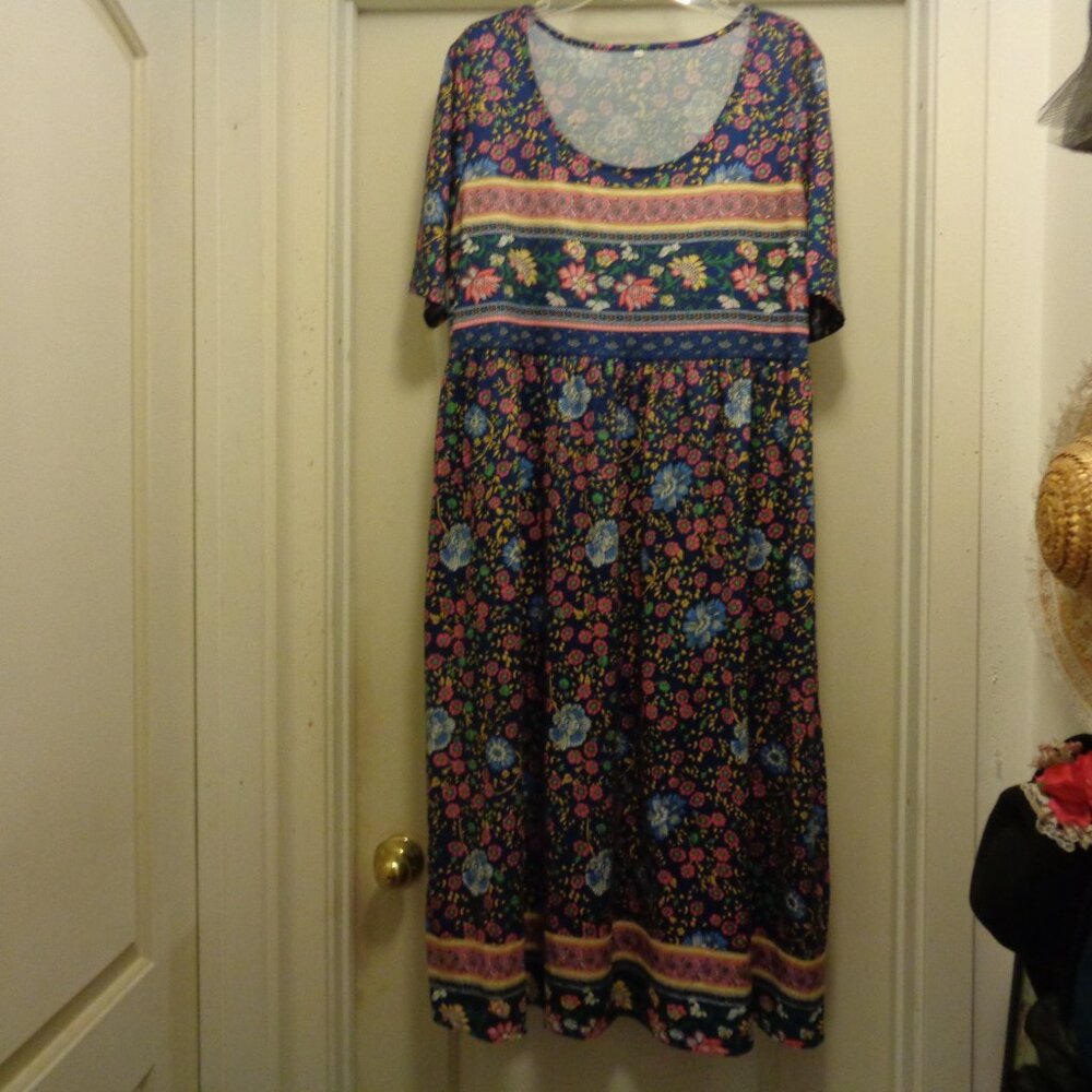 BOHEMIAN DREAMER PRETTY SPRING FLOWERS MAXI DRESS 2 X